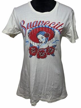 White Short Sleeve Suavacita Graphic Tee